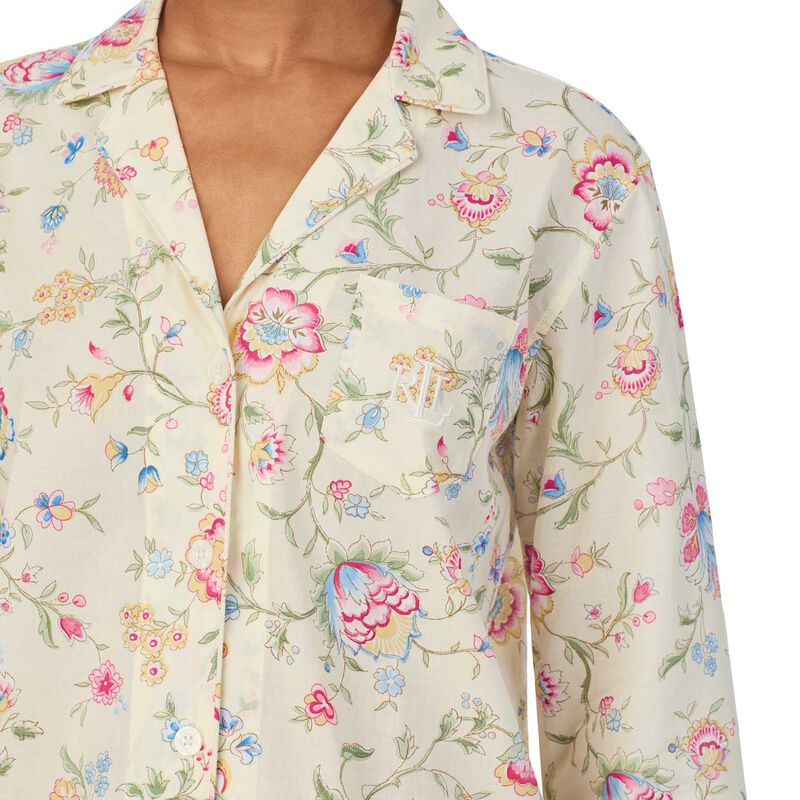 Lauren Ralph Lauren Classic Lawn 3/4 Sleeve Notch Collar Pajama Set image number 8